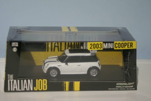 Bmw mini cooper 2003 italian job white greenlight 1:43 diecast 86548