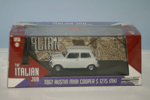 Austin mini cooper s 1275 italian job 50th white greenlight  1:43 diecast 86551