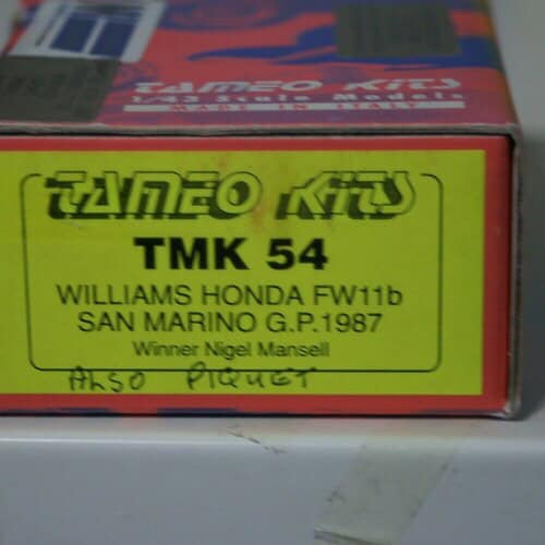 TAMEO KITS WILLIAMS HONDA FW 11B SAN MARINO G.P. 1987 WINNER NIGEL MANSELL 1:43 TMK 54