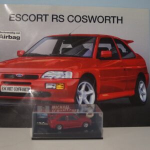 Microchamps ford escort cosworth red 1:64th 510641106 and ford escort rs cosworth broucher in german