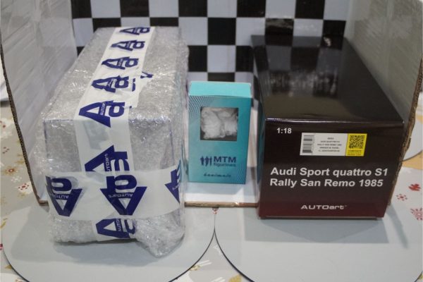 Autoart audi quattro s1 rally sanremo with figure and case 1:18 diecast 88503