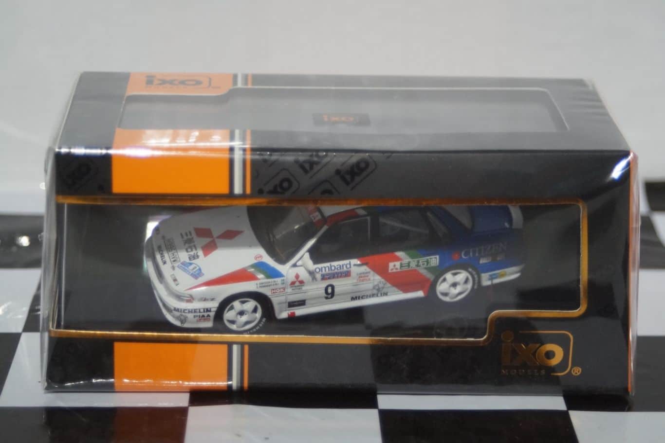 Miniature Mitsubishi Galant 1/43 IXO VR-4 No.4 Ralliart Europe RAC Rally 1990 A.Vatanen/B