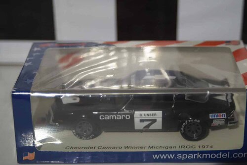 Spark chevrolet camaro winner bobby unser michigan iroc 1974 1:43 resin us171