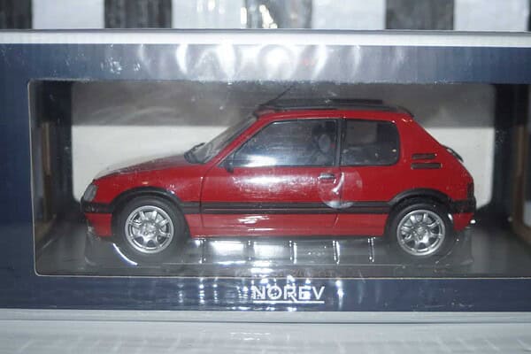 Norev peugeot 205 gti 1.9 pts rims 1991 red 1:18 scale 184848