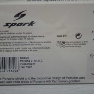 Spark porsche 917/10tc hockenheim test 1972 1:43 resin sg829 ltd 750