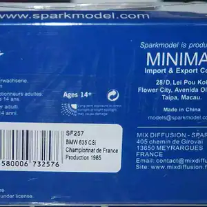 Spark bmw 635 csi champion of france 1985 1:43 resin sf257 ltd 500