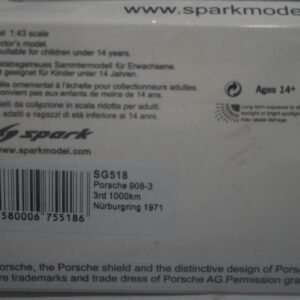 Spark porsche 908/3 3rd 1000km nurburgring 1971 1:43 resin sg518