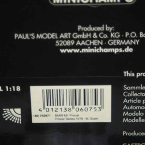 Minichamps bmw m1 procar 1979 1:18th 180 792971