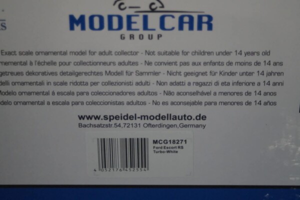 Model car group ford escort rs turbo s2 white mcg18271