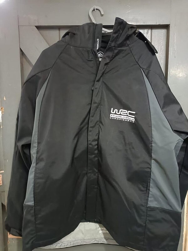 Performance clothing stormtech world rally championship winter coat black with grey stripe - large