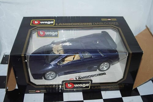 Burago lamborghini diablo 1990 metallic blue/grey 1:18 scale ref 3028