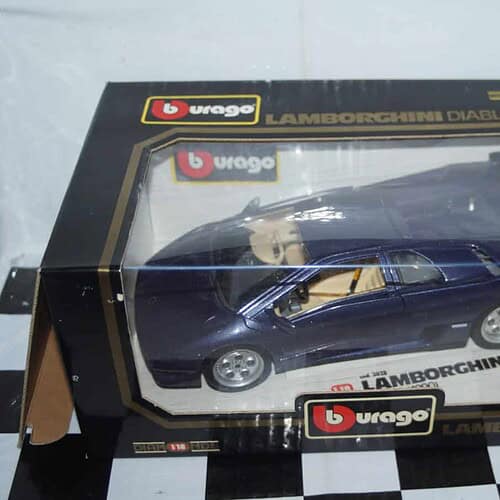 Burago lamborghini diablo 1990 metallic blue/grey 1:18 scale ref 3028