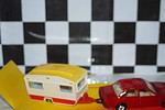 Corgi 1 peugeot 505 in red with caravan 1:36th ref 393 and 490