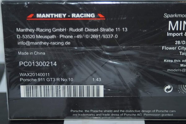Spark porsche 911 gt3 r vln season 2012 1:43 resin wax20140011 ltd 400