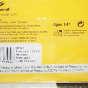 Spark porsche 911 gt3 r 24h spa 2020 1:43 resin sb395 ltd 500