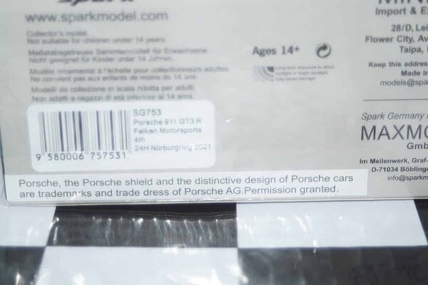 Spark porsche 911 gt3 r gt 24h nurburgring 2021 1:43 ref sg753 ltd 300