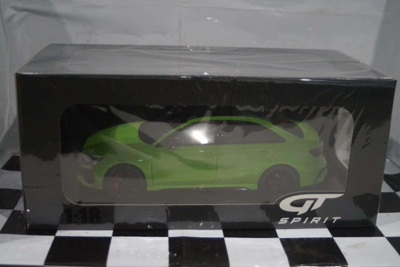 Rev up your collection with the Audi RS3 Sedan Green 1/18 by GT Spirit