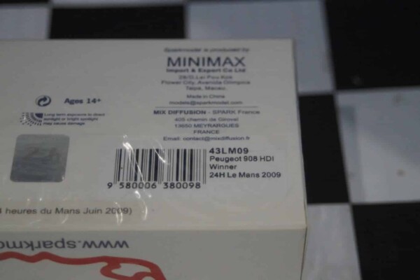Spark peugeot 908 hdi winner 24h le mans 2009 1:43 ref 43lm09