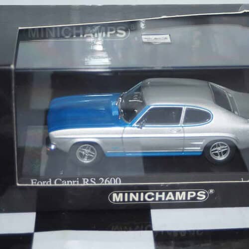 Minichamps ford capri rs 2600 silver/blue 1972 ref 400 085805 1:43