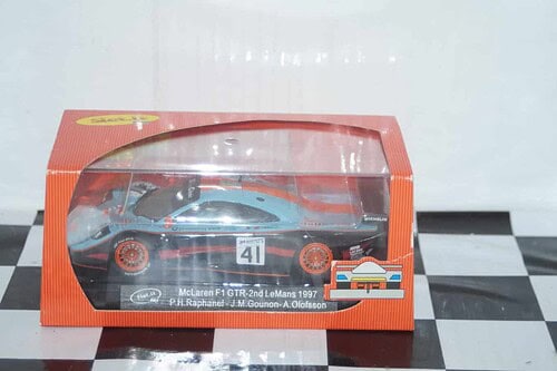 Slot.it mazda 787b white kit been painted black with orange wing mirrors and spoiler ca15z