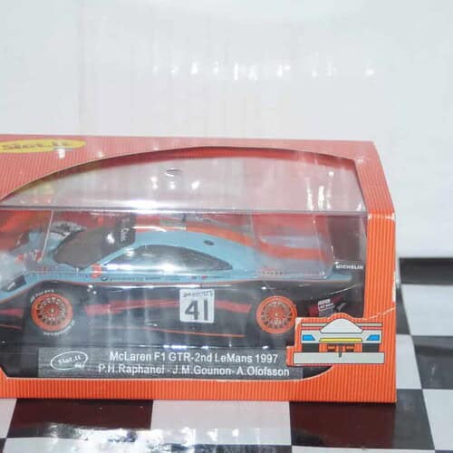 Slot.it mazda 787b white kit been painted black with orange wing mirrors and spoiler ca15z