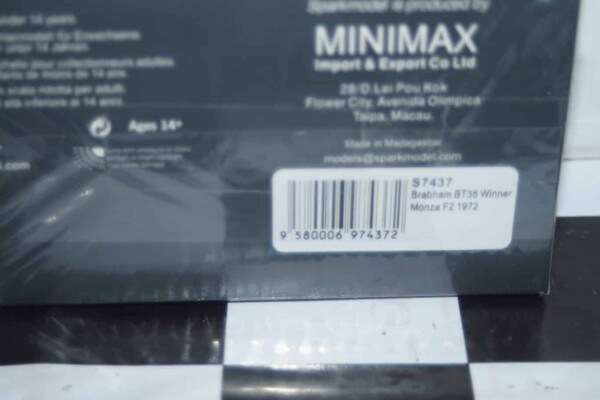 Spark brabham bt38 winner monza f2 1972 #1 g.hill 1:43 resin s7437