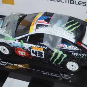 Sunstar ford focus rs wrc 2010 rallyday show at castle combe circuit ken block ref 3956 1:18 scale