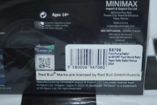 Spark ford puma rally safari kenya 2022 s.loeb #19 1:43 resin s6706