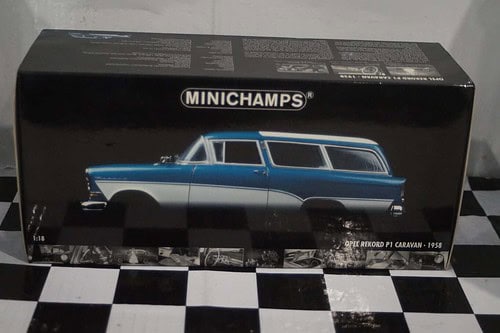 Minichamps opel rekord p1 caravan 1958 blue 1:18 180 043210