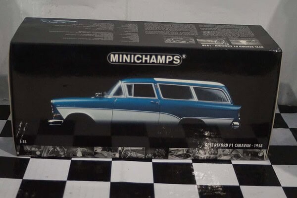 Minichamps opel rekord p1 caravan 1958 blue 1:18 180 043210