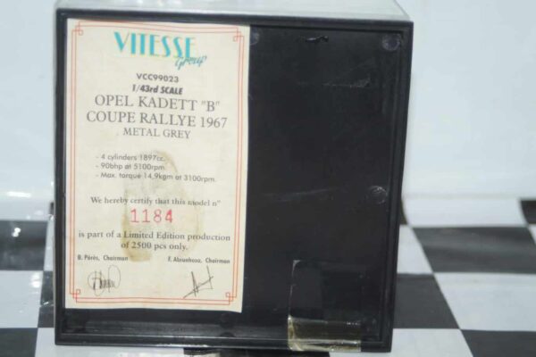 Vitesse / skid opel kadett b coupe 1967 rallye 1900 metal grey 1:43 vcc99023