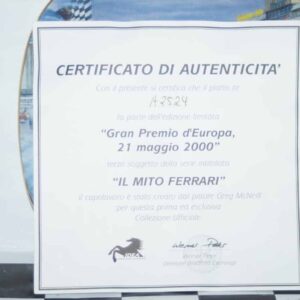 Bradford exchange gran premio d`europa 2000 ferrari plate & certificate