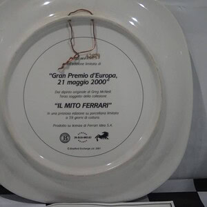 Bradford exchange gran premio d`europa 2000 ferrari plate & certificate