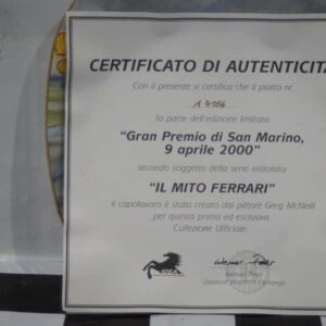 Bradford exchange gran premio di san marino 2000 ferrari plate & certificate