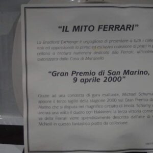 Bradford exchange gran premio di san marino 2000 ferrari plate & certificate
