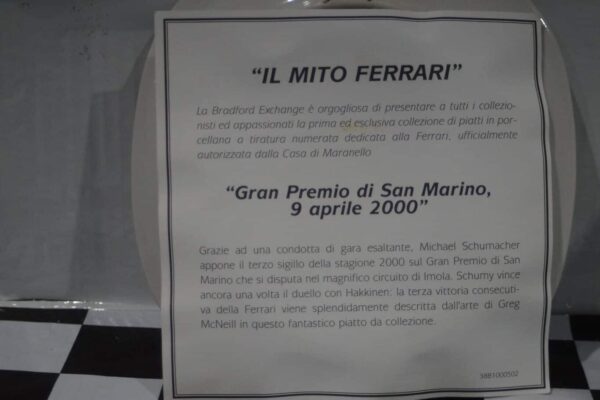 Bradford exchange gran premio di san marino 2000 ferrari plate & certificate
