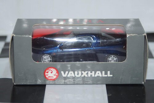 Schuco vauxhall tigra blue 2 door dealer box @ 1:43 scale