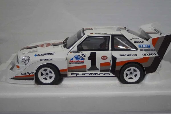 Autoart audi quattro s1 rally pikes peak winner 1987 #1 w.roehrl 1:18 88700