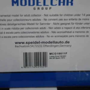 Model car group lotus - ford  72d #21 9th gp spain 1972 d.walker 1/18th mcg18611f