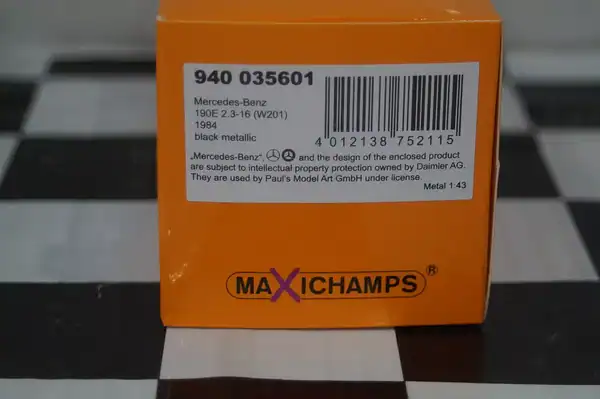 Maxichamps mercedes benz 190e 1984 black 1:43 940 035601