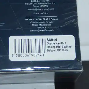 Spark oracle red bull racing rb19 #1 winner belgian gp 2023 1:43 resin s8916