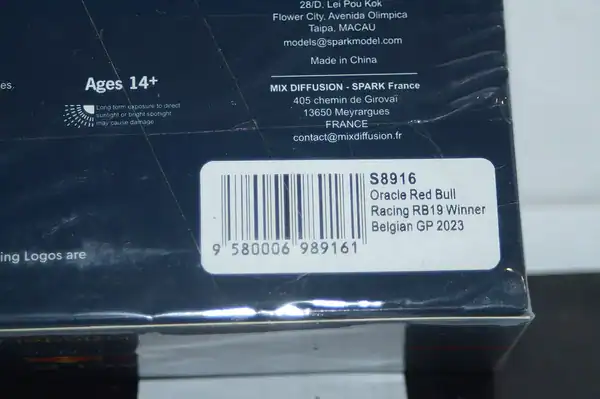 Spark oracle red bull racing rb19 #1 winner belgian gp 2023 1:43 resin s8916