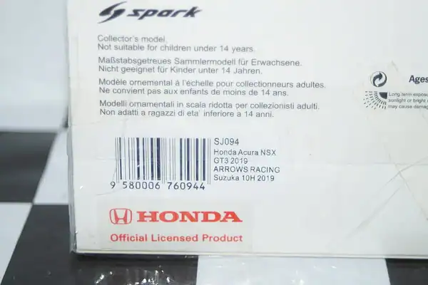 Spark honda acura nsx gt3 suzuka 10h 2019 #98 1:43 resin sj094