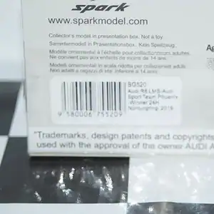 Spark audi r8 lms gt3 winner 24hr nurburgring 2019 #4 1:43 ref sg520
