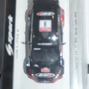 Spark ford fiesta r5 rally monte carlo 2012 #9 wilson s3344 1:43 resin