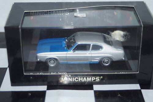 Minichamps ford capri rs 2600 silver/blue 1972 ref 400 085805 1:43