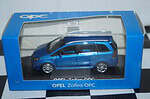 Minichamps (dealer box) opel zafira opc in blue, 1:43 diecast
