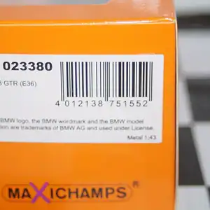 Maxichamps bmw m3 gtr (e36)1993 in black 1:43 940 023380
