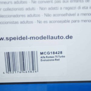 Model car group alfa romeo 75 evolutione 1987 red mcg18428 1:18