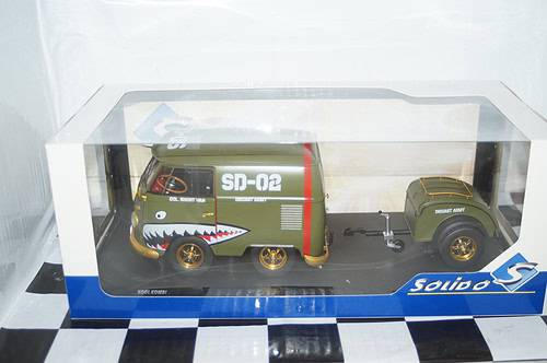 Solido volkswagen kool kombi 2023 army fighter with trailer 2023 1:18 s1810901